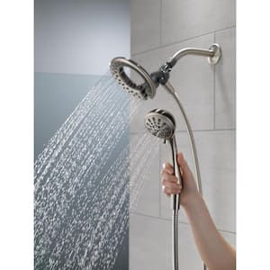 In2ition 4-Spray Patterns 1.75 GPM 6.13 in. Wall Mount Dual Shower Heads in Spotshield Brushed Nickel