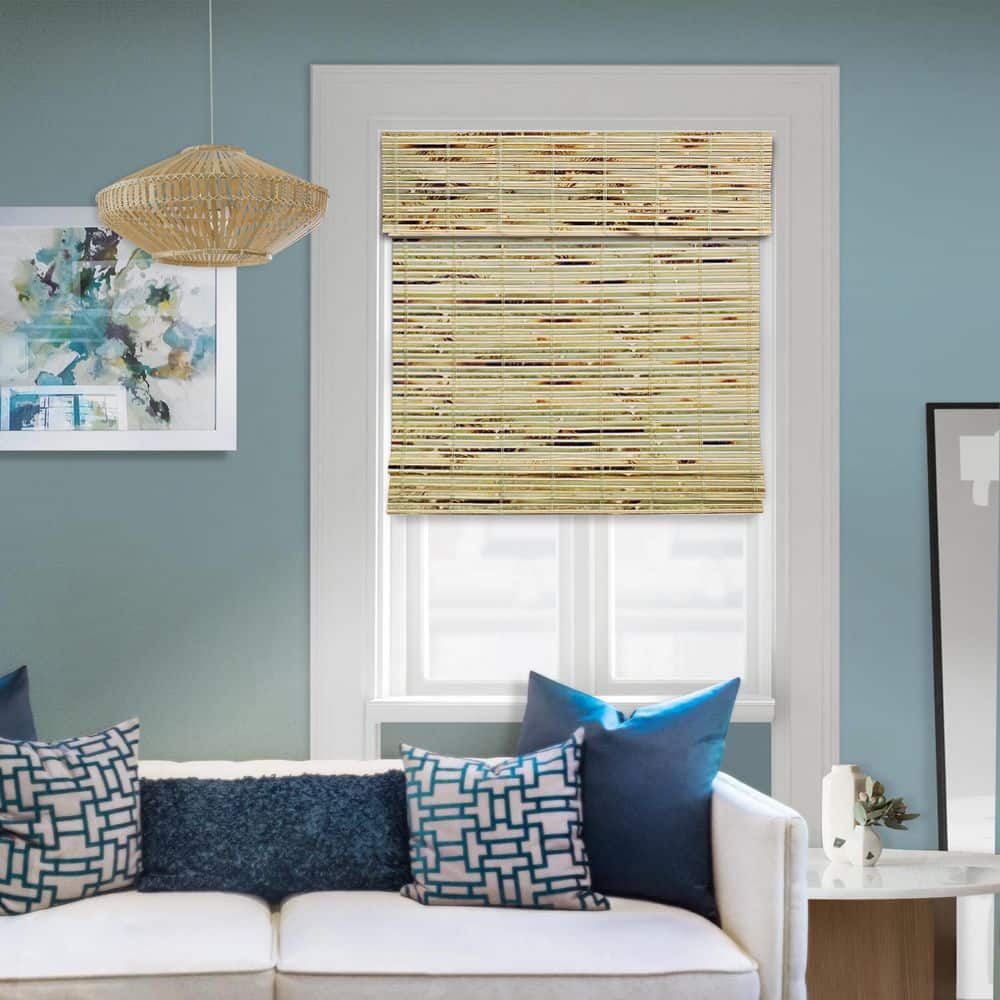 Natural Woven Light Filtering Cordless Bamboo Roman Shades for Windows, 61 in. W x 36 in. L, Sage Green price history on PriceWatchPro