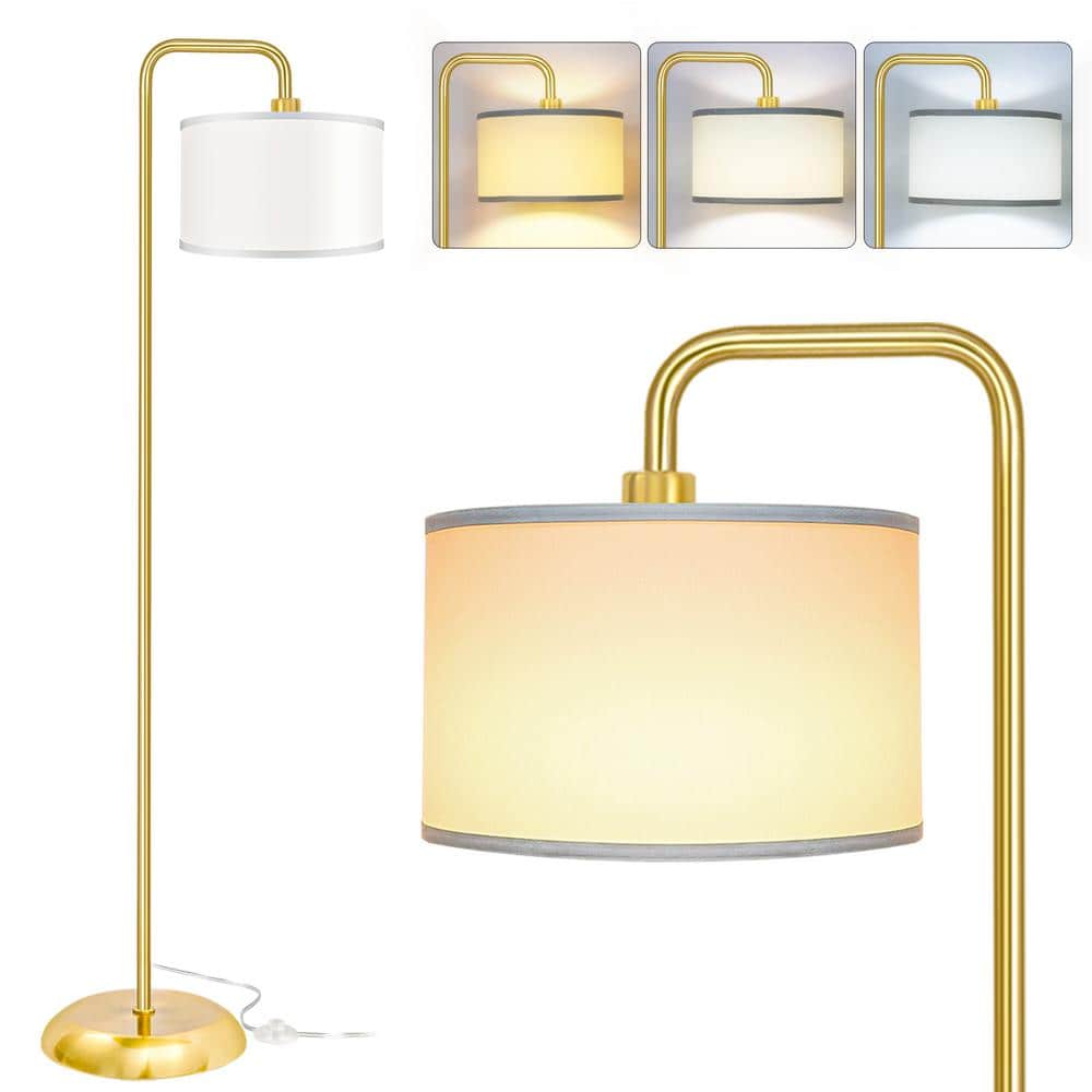 64.1 in. Gold Paint Modern Standing Lamp 1 Bulb 3 Color Temp Arc Floor Lamp