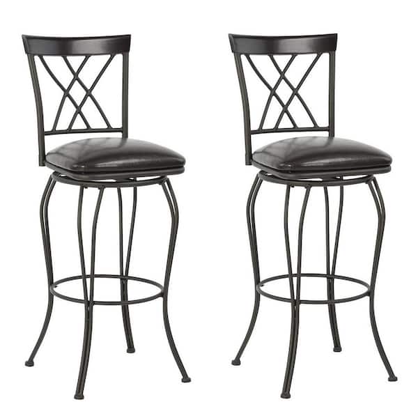 FurnitureR Wichita 29.7 in. Black Low Back Metal Bar Stool with Swivel