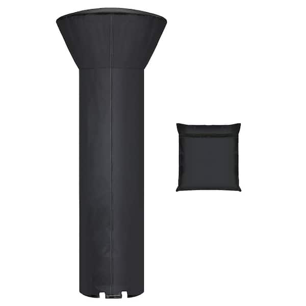 Unbranded Premium Material 89 in x 33 in. x 19 in. Black Fabric Patio Heater Cover with Zipper