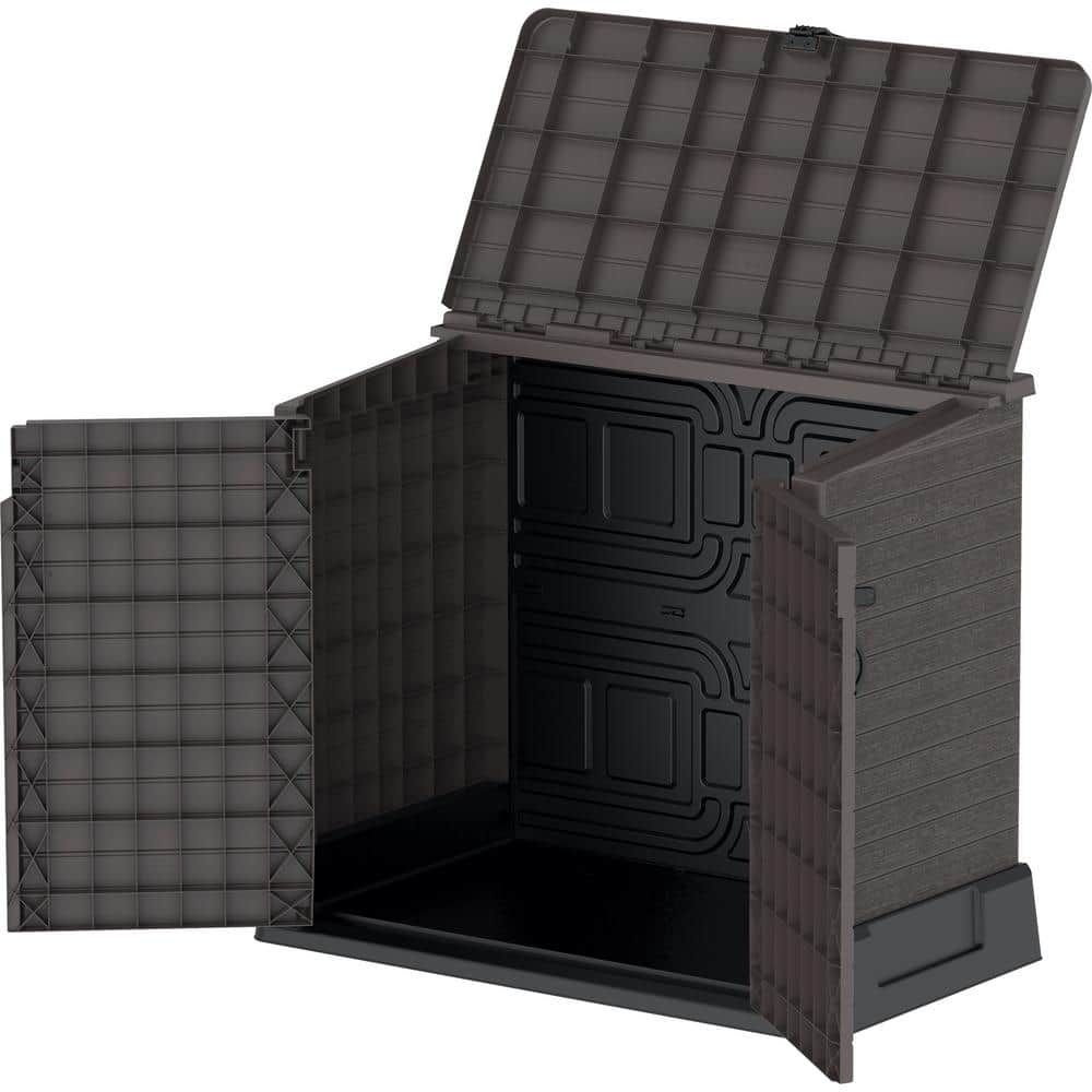 Brown Polypropylene Resin Outdoor Storage Shed with Lockable Doors