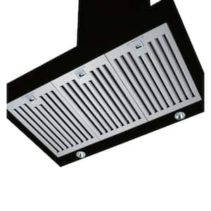 48 in. 1000 CFM Wall Canopy Ventilation Hood in Glossy Black, Wall Mounted with Lights