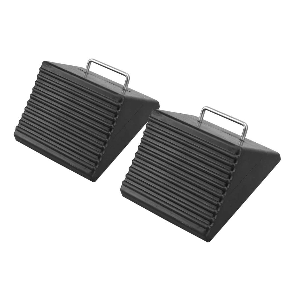 BRIDGELAND HeavyDuty Nylon Reinforced Rubber Wheel Chock with Builtin