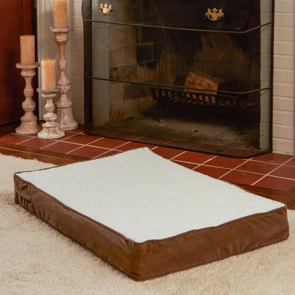 Latte Sherpa Orthopedic Small Dog Bed with Microfiber Cover