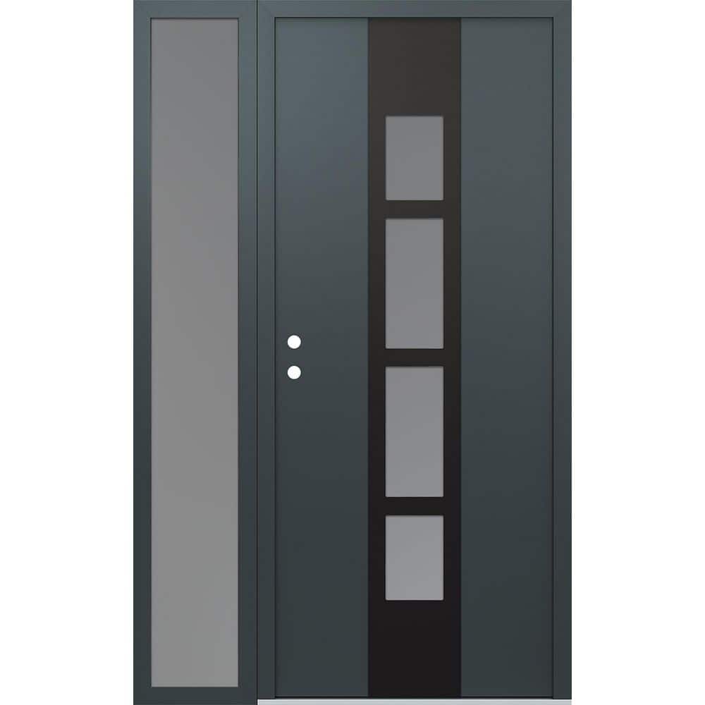 A10 50 in. x 80 in. Black P Right-Hand/Inswing Frosted Glass Anth/Anth Sidelite Steel Prehung Front Door price history on PriceWatchPro