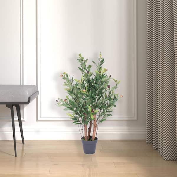 Vickerman 30 in. Green Artificial Olive Everyday Tree in Pot