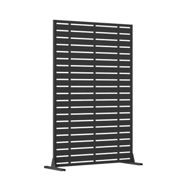15.75 in. L x 48.31 in. W x 70.75 in. H Black Metal Frame & Resin Panels for Patio, Garden, Outdoor Privacy Screen