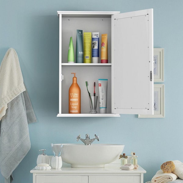 Bathroom Medicine Cabinet with Single Mirror Door and Adjustable