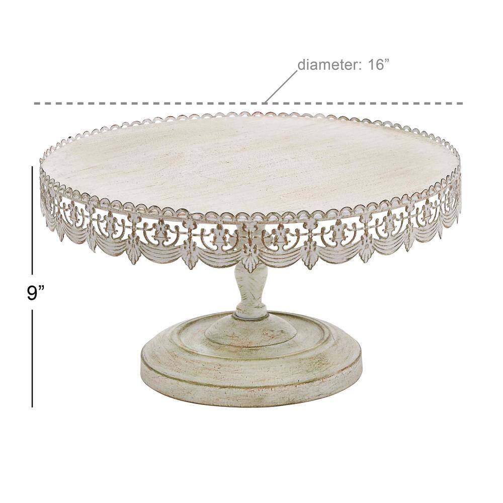 White Metal Pedestal Stand with Lace Edge, 16"