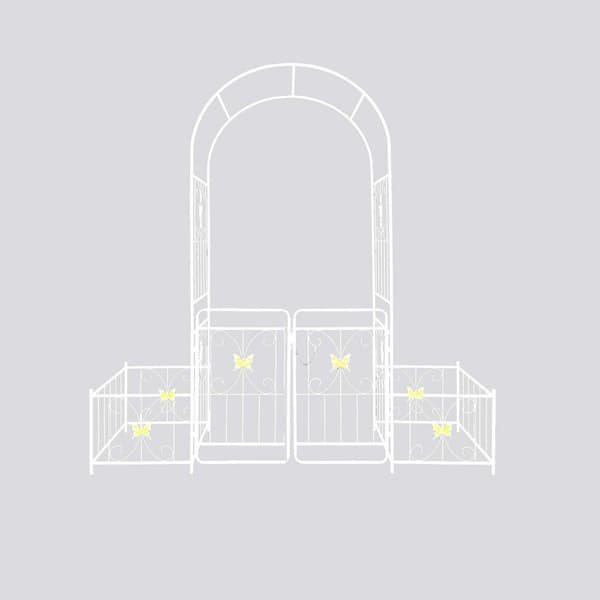 79.5 in. x 86.6 in. White Metal Garden Arch Arbor Trellis
