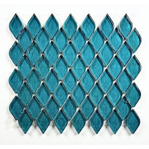 Tropical Style Sea Green Tear Drop Mosaic 12 in x 12 Recycled Glass Decorative Wall & Pool Tile (8 sq. ft./Case)