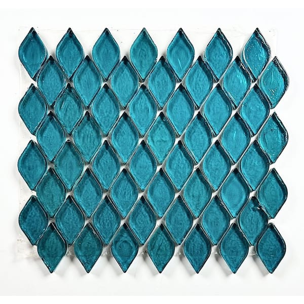 ABOLOS Tropical Style Sea Green Tear Drop Mosaic 12 in x 12 Recycled Glass Decorative Wall & Pool Tile (8 sq. ft./Case)