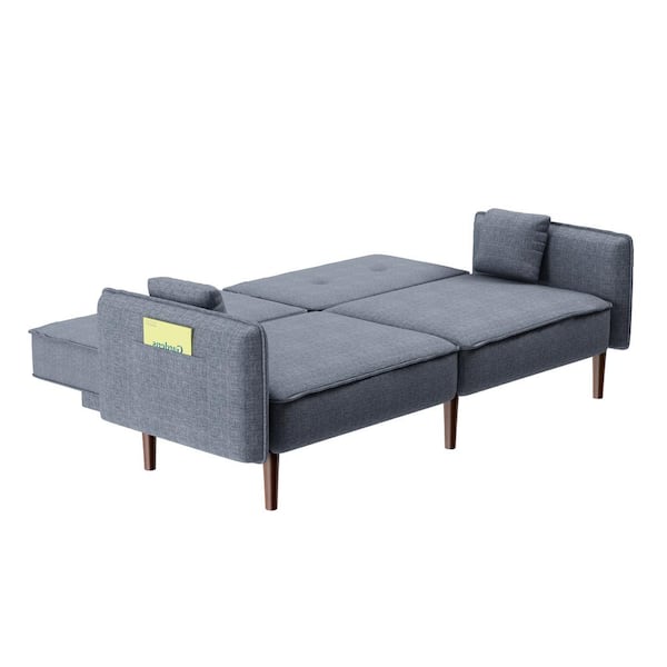 Z-joyee Gray Fabric Futon Sofa Bed for Living Room with