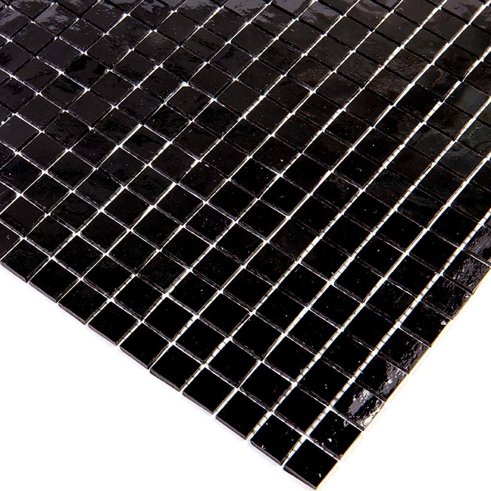 Skosh Glossy Black Glass Mosaic Wall and Floor Tile