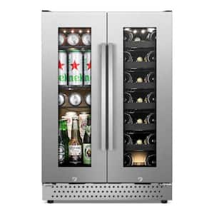 24 in. Dual Zone 20-Wine Bottles and 88-Cans Beverage & Wine Cooler in Stainless Steel
