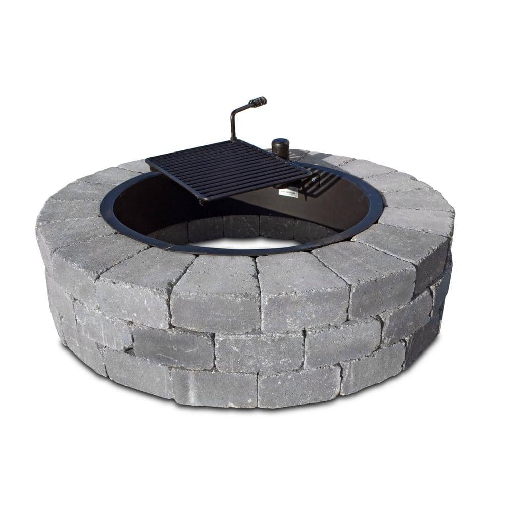 Necessories Grand 48 in. W x 12 in. H Round Concrete Wood Burning Fire ...