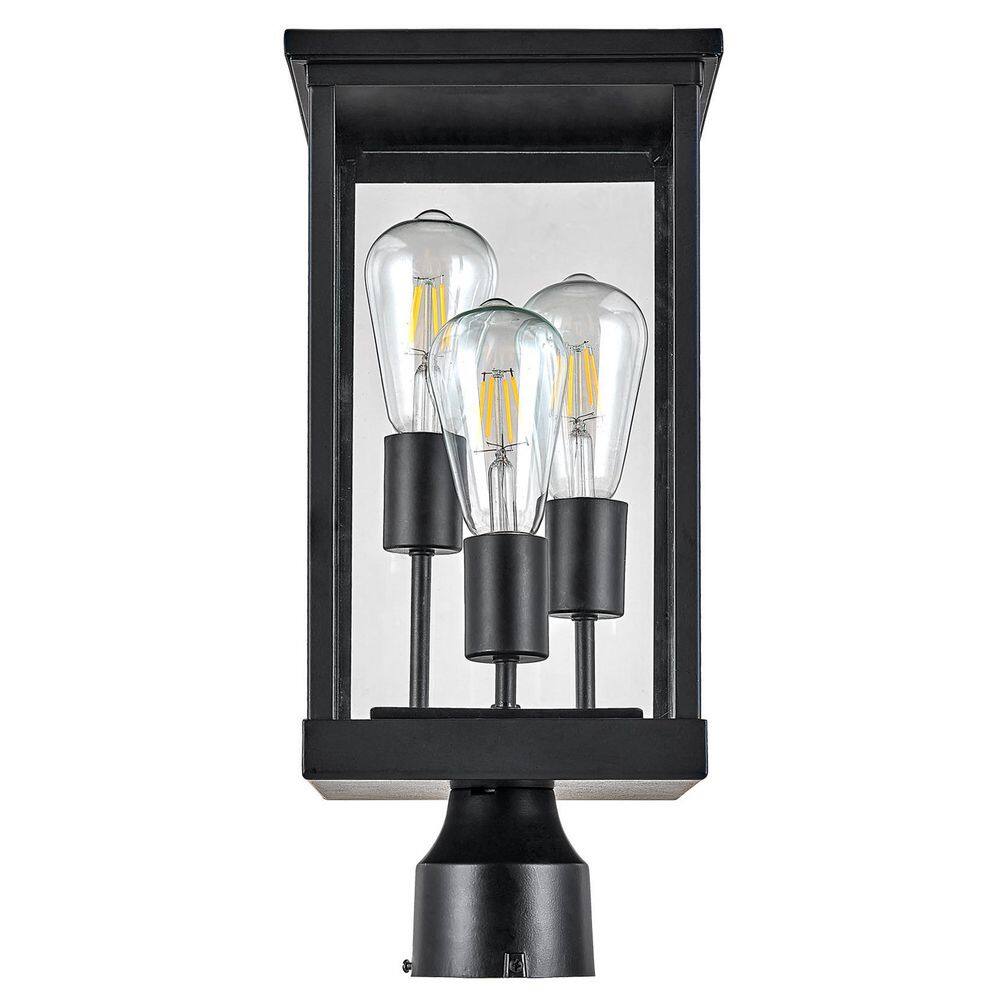 Mayfield Black Aluminum Outdoor Post Light with Clear Glass Panels