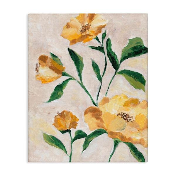 Stupell Industries Yellow Camellia Blossoms by Nikita Jariwala Unframed Nature Graphic Art Print 20 in. x 16 in.