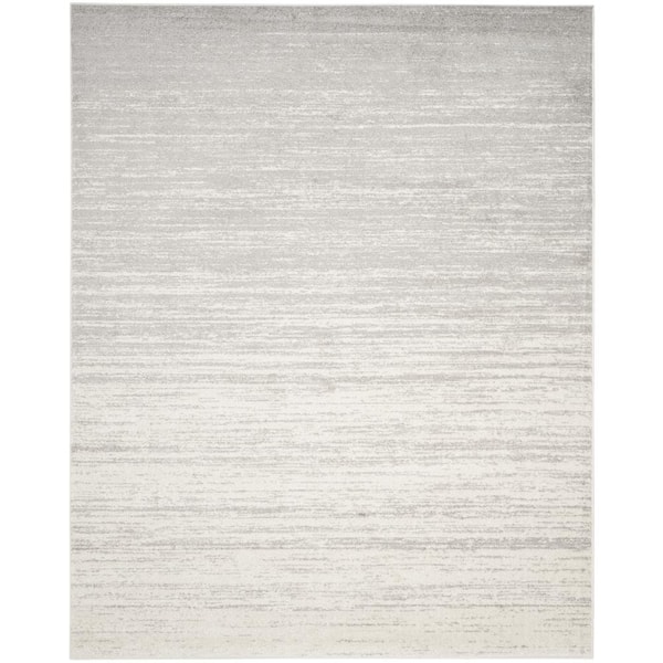 SAFAVIEH Adirondack Ivory/Silver 11 ft. x 15 ft. Solid Color Striped Area Rug