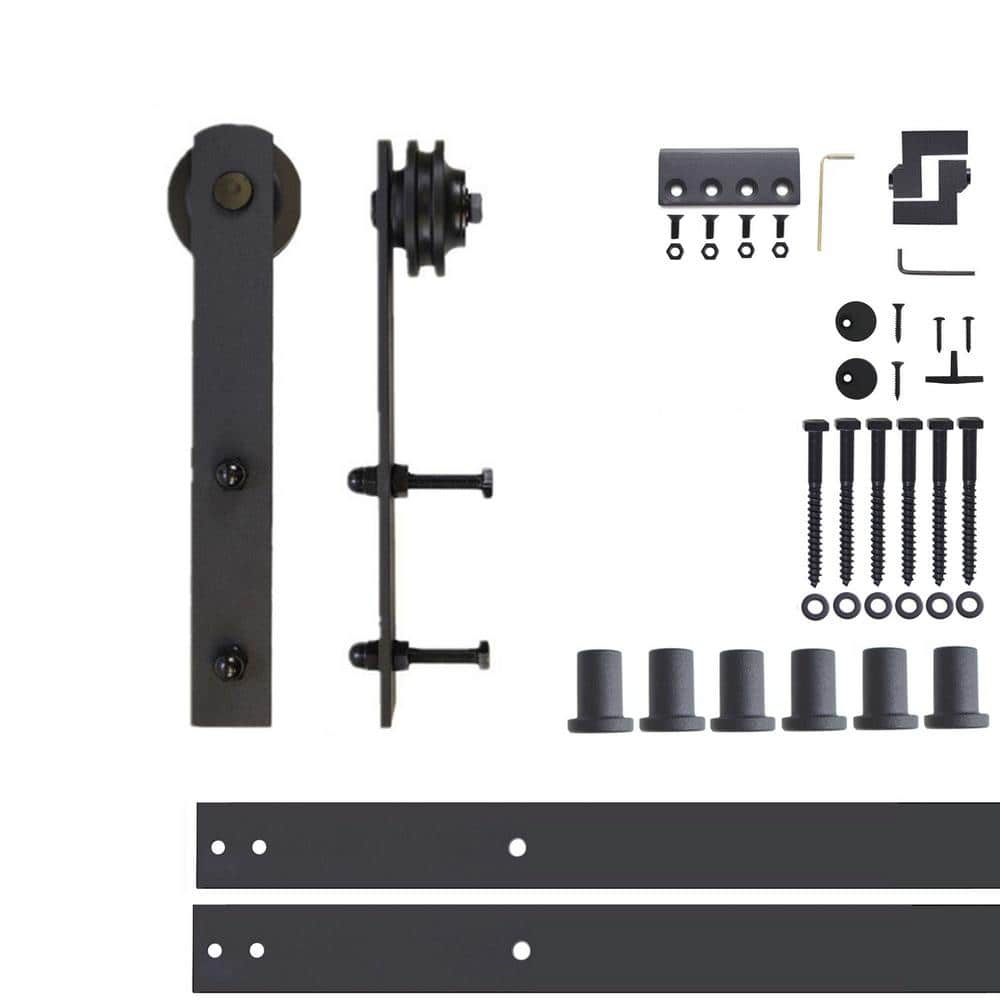 108-inch Black Rustic Sliding Barn Door Hardware Kit