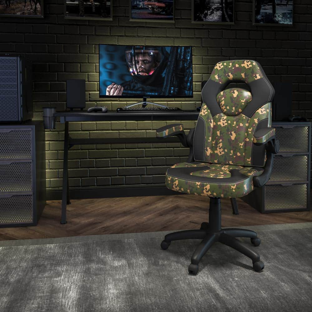 Camouflage LeatherSoft Upholstery Racing Game Chair