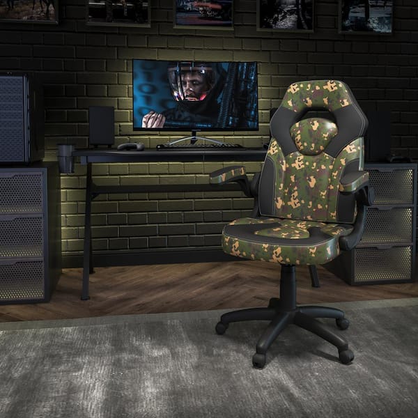 Camouflage LeatherSoft Upholstery Racing Game Chair