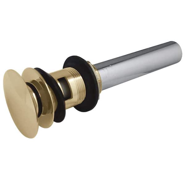 Kingston Brass Trimscape 22-Gauge Push Pop-Up Bathroom Sink Drain, Polished Brass with Overflow