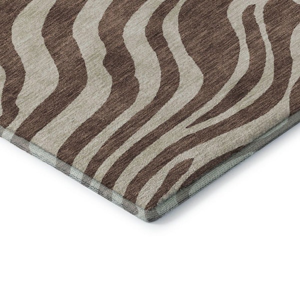 Mayfield Premium Machine Washable Abstract AMF1042 Brown 9 ft. x 12 ft. Area Rug