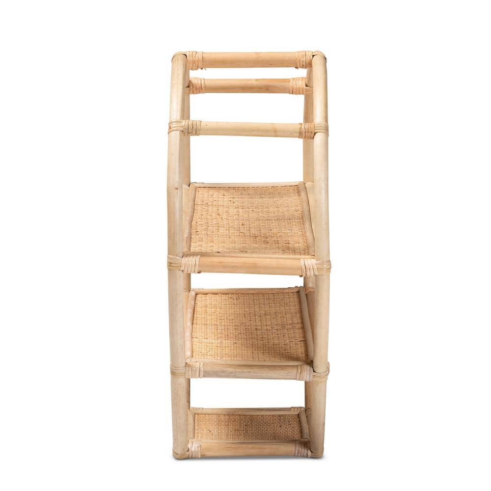 Ruana Bohemian Natural Brown Rattan 3-Tier Display Shelf