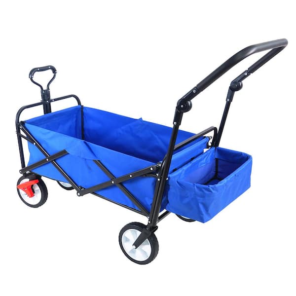 HOTEBIKE 26.5 cu.ft. Blue Steel Folding Wagon Collapsible Outdoor ...