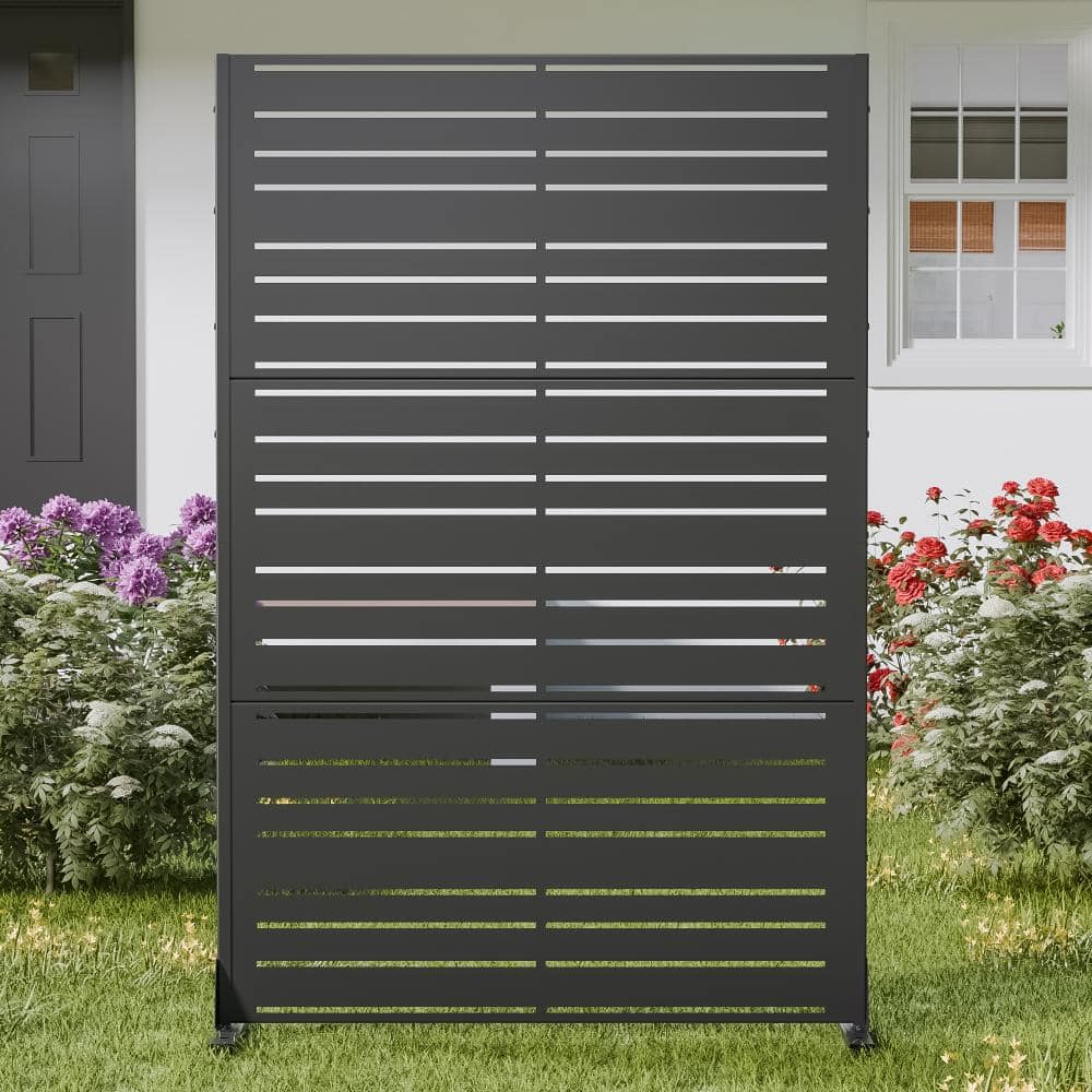 47 in. W x 72 in. H Black Galvanized Metal Louvered Outdoor Patio Divider Screen (1-Pack) price history on PriceWatchPro