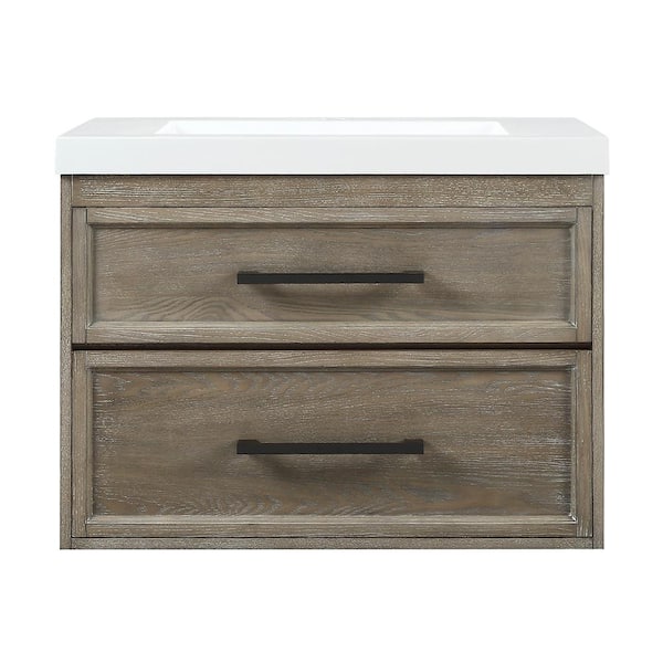 Tarlo 30 in. Single Sink Floating Reclaimed Oak Bath Vanity White Cultured Marble Top (Assembled)