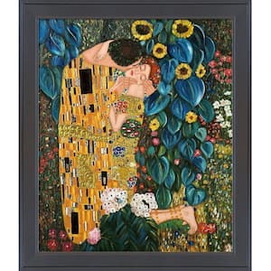 Kiss in the Garden (Luxury Line) by Gustav Klimt Gallery Black Framed People Oil Painting Art Print 24 in. x 28 in.