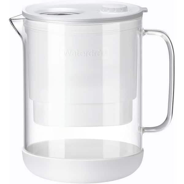 Glass Water Filter Pitcher with 1 Filter, Eco-Friendly,NSF 53 42and 372 Certified Filter,7-Cup,Easy to Clean,White
