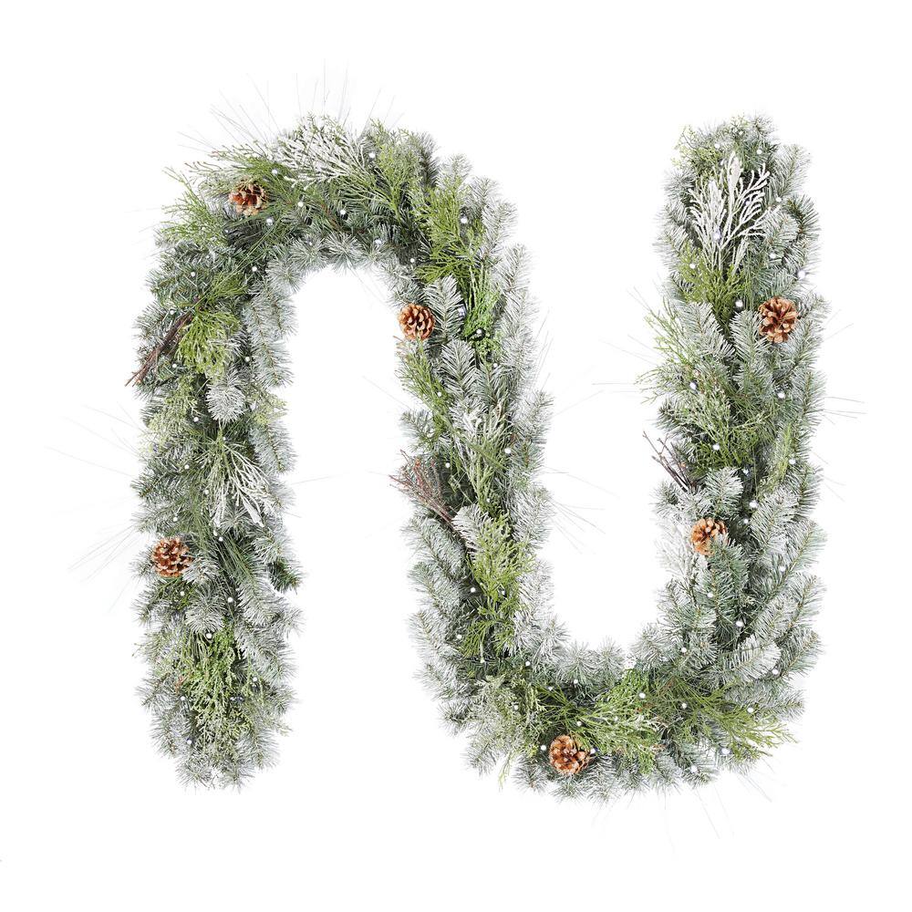 Home Accents Holiday 9 ft. Snowy Mixed Pine PreLit Artificial