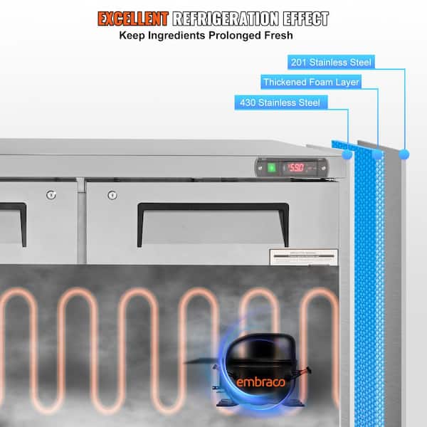 VEVOR Commercial Refrigerator Undercounter Refrigerator 12.85 cu 