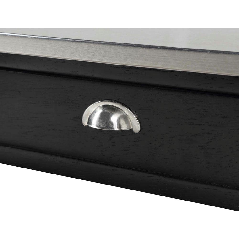 French Country Elegance Stainless Steel & Black Kitchen Cart with Wine Storage