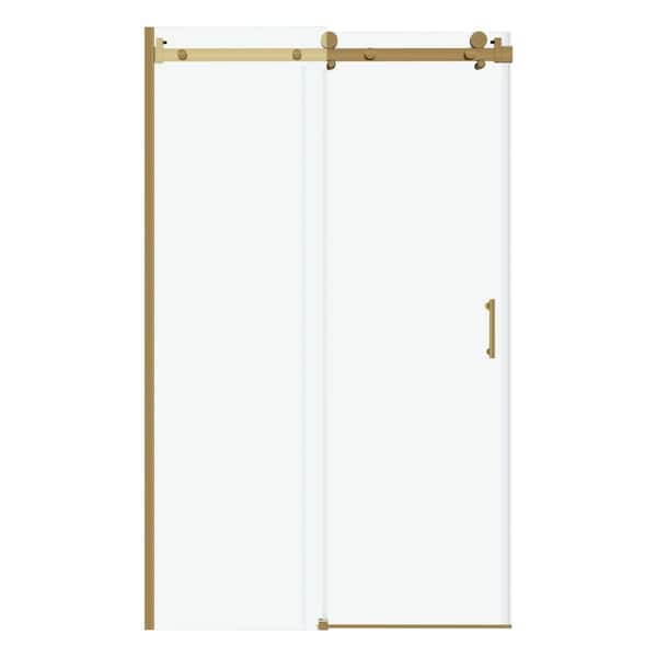 48.8 in. W x 76 in. H Semi Frameless Sliding Shower Door in Gold Shower Bath with 5/16 in. Tempered Clear Glass
