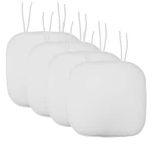 Honeycomb Memory Foam Square 16 in. x 16 in. Non-Slip Back Chair Cushion with Ties (4-Pack), White