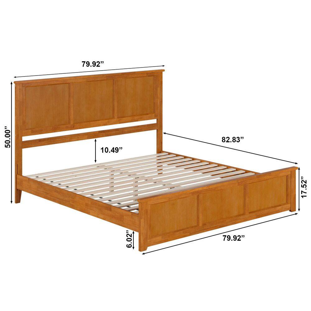 Charlotte King Light Toffee Wood Platform Bed with Headboard