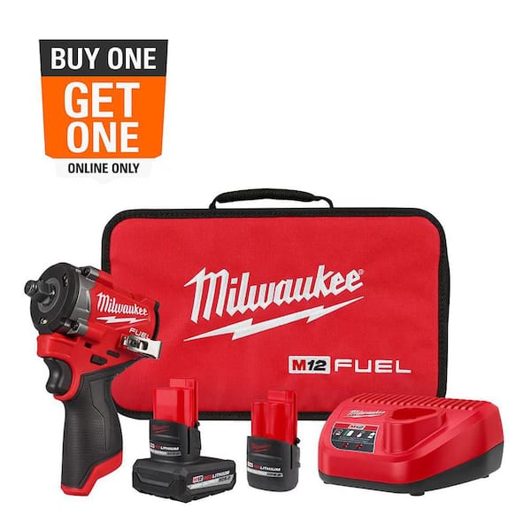 M12 FUEL 12V Li-Ion Brushless Cordless Stubby 1/2 in. Impact Wrench Kit w/(1) 5.0Ah & (1) 2.5 Ah High Output Batteries