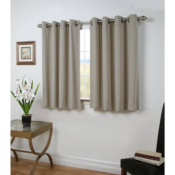 Smoke Woven Solid 54 in. W x 54 in. L Grommet Blackout Curtain