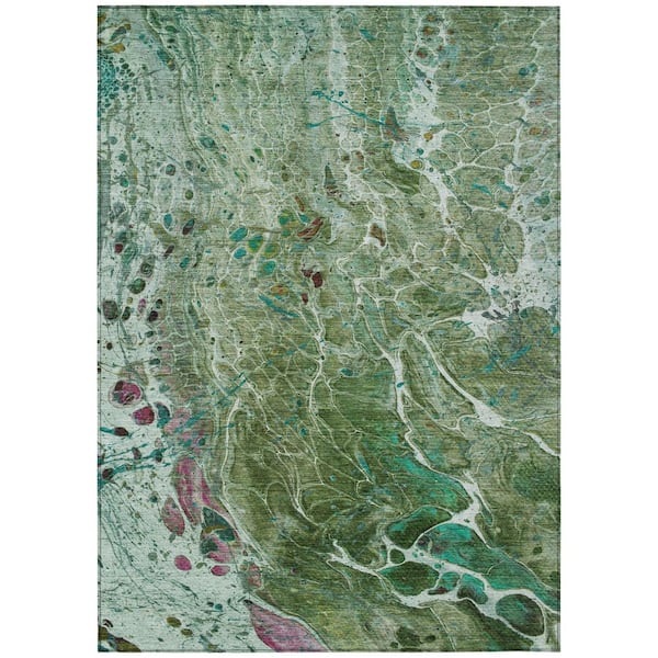Chantille Machine Washable Indoor/Outdoor Abstract ACN2730 Green 10 ft. x 14 ft. Area Rug