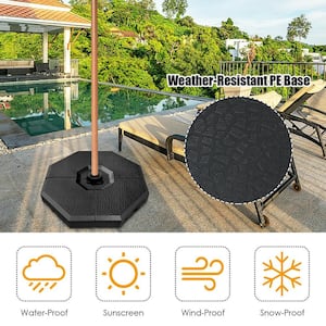 Modern 22 lbs. PE Patio Umbrella Base in Black Filled with Wet Sand (4-Piece)