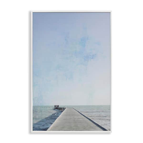 Soothing Pier in Distance by Deborah Revell White Framed Coastal Giclee Art Print 24 in. x 16 in.