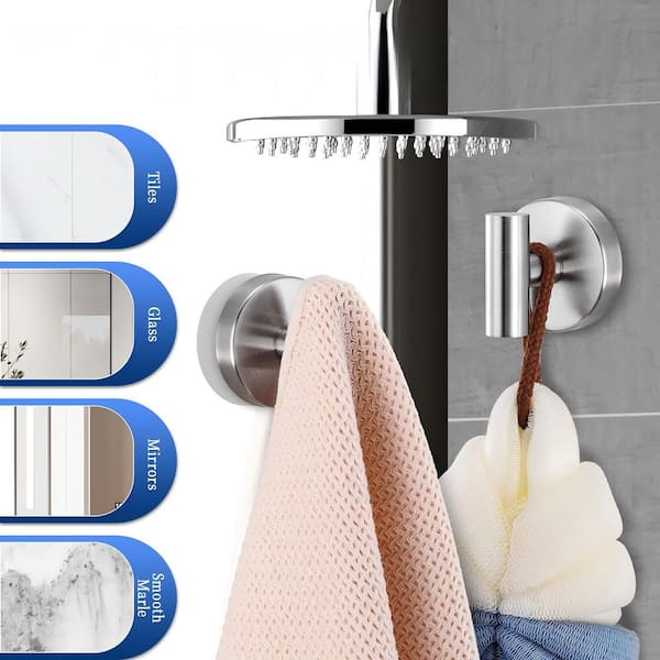 Wudkey 4-Piece Reusable Suction Cup J-Hook Robe/Towel Hook in