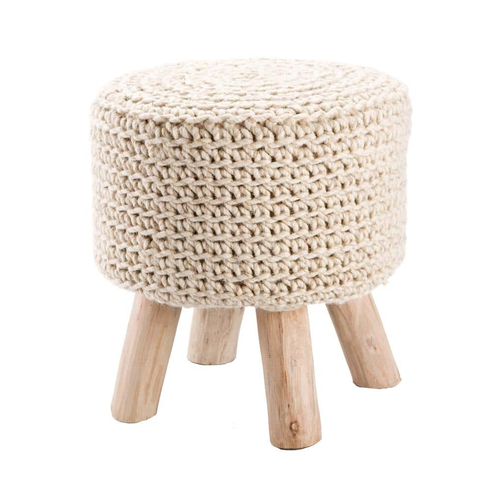 Homecraft Furniture Cream and Cherry Accent Foot Stool H-51-C - The Home  Depot