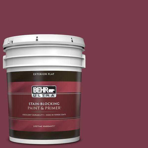 BEHR ULTRA 5 gal. #BIC-51 July Ruby Flat Exterior Paint & Primer