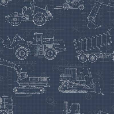 Construction Blueprint Spray and Stick Wallpaper (Covers 56 sq. ft.)
